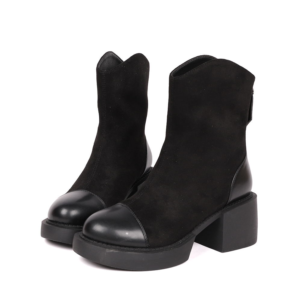 俐落簡約異材質拼接短靴400338 - 黑, 35 全館商品|週週有新品 | New|靴子 | boots|短靴